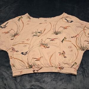 Bird Print Beige Top